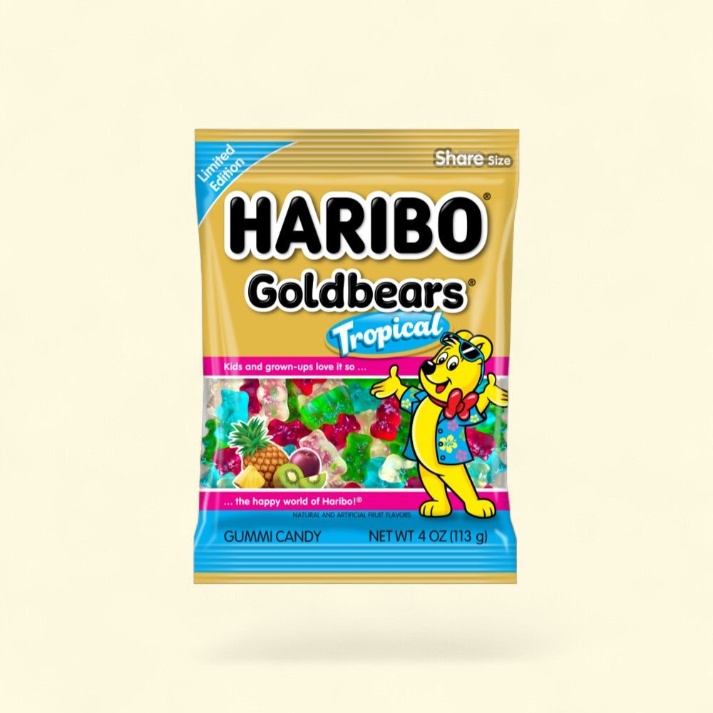 Haribo Goldbears Tropical Peg Bag 4oz — authentic US product shipped worldwide by Treatspree
