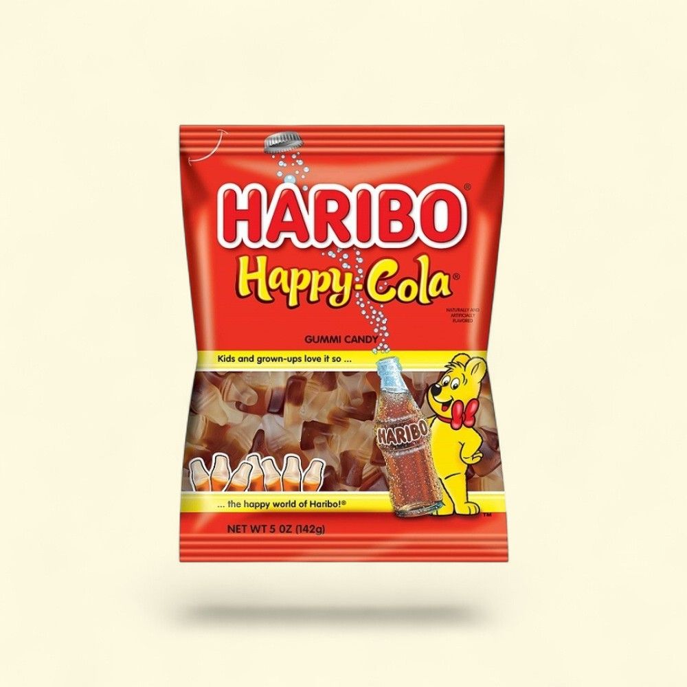 Haribo Happy Cola Gummy Peg Bag — authentic US product shipped worldwide by Treatspree