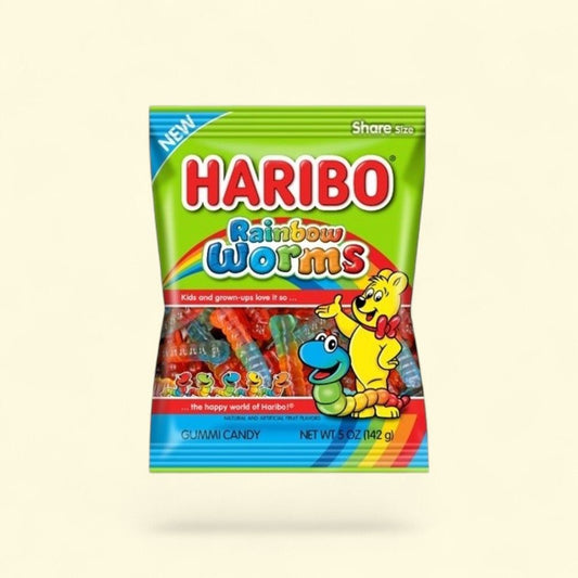 Haribo Rainbow Worms Gummy Candy - 5 oz Bag — authentic US product shipped worldwide by Treatspree