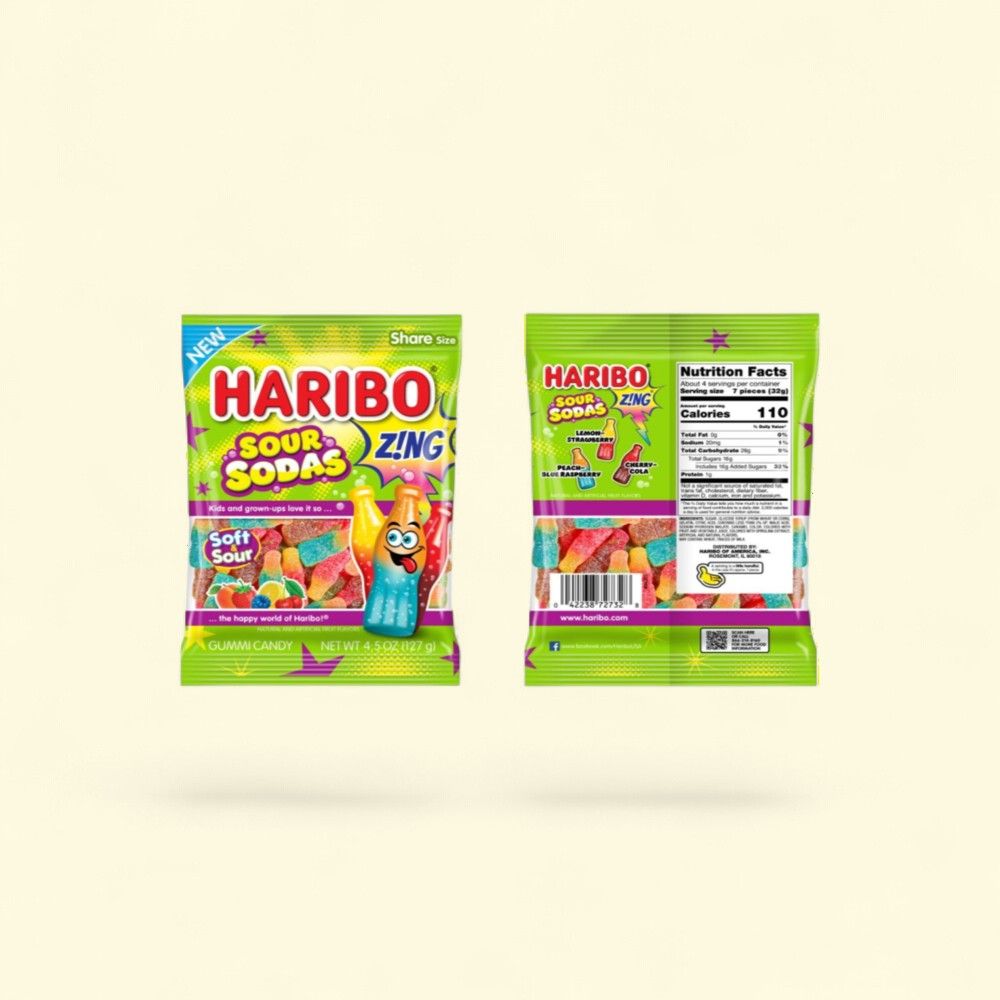 Haribo Sour Sodas Gummy Candy 4.5oz — authentic US product shipped worldwide by Treatspree