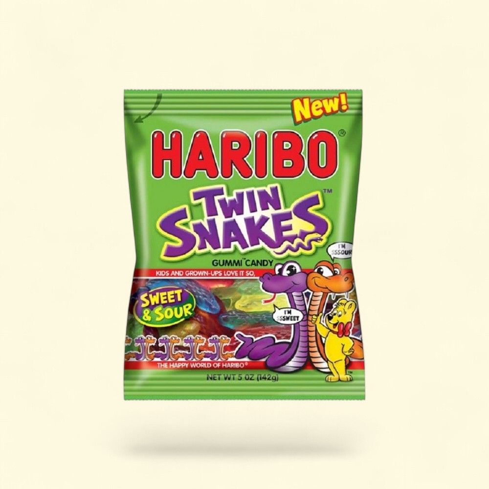 Haribo Twin Snakes Gummy Candy, Fruity & Sour Gummy Mix, 5oz Bag — authentic US product shipped worldwide by Treatspree