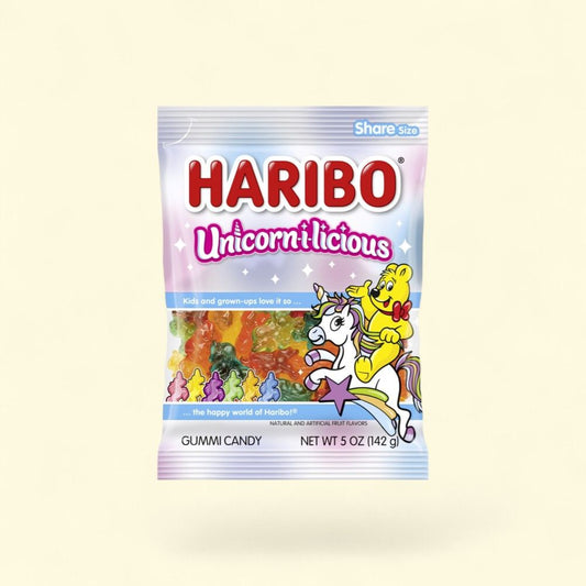 Haribo Unicorn-i-licious Gummi Candy Peg Bag — authentic US product shipped worldwide by Treatspree