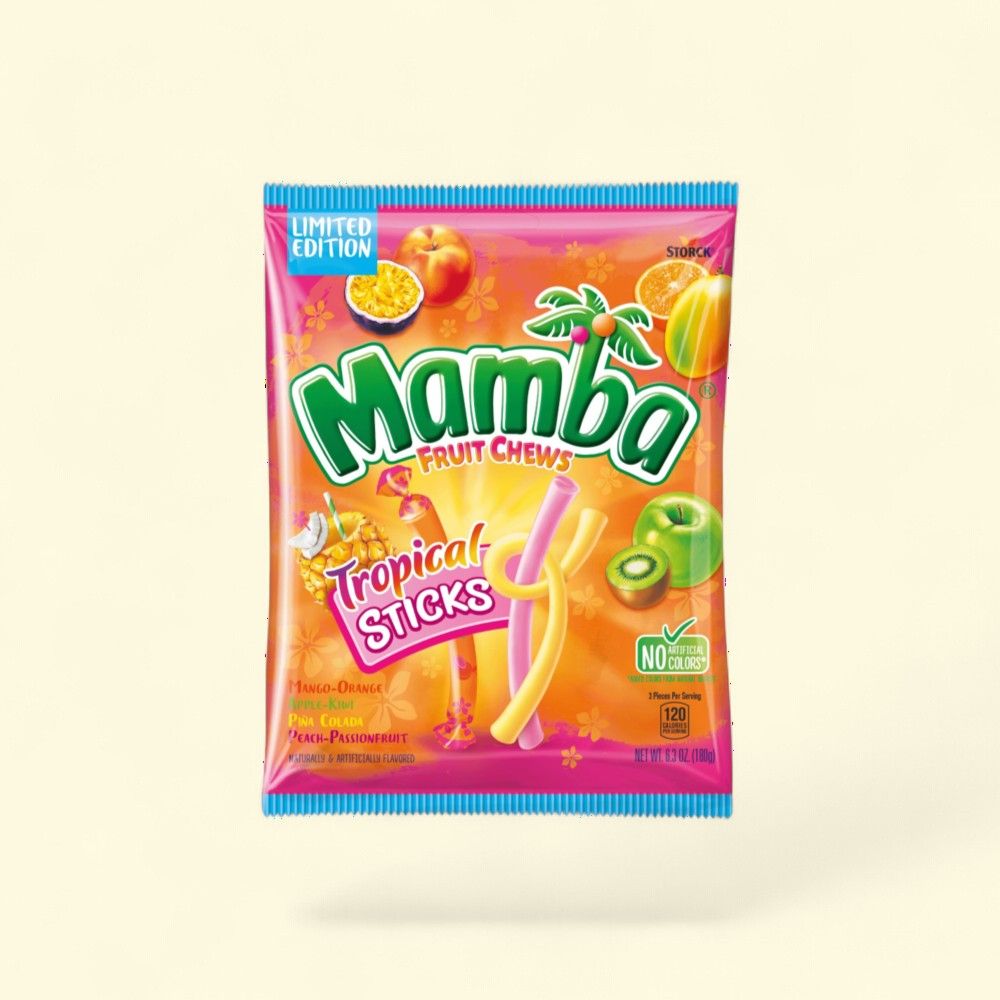 Mamba Tropical Sticks Fruit Chews (6.3 oz) — authentic US product shipped worldwide by Treatspree