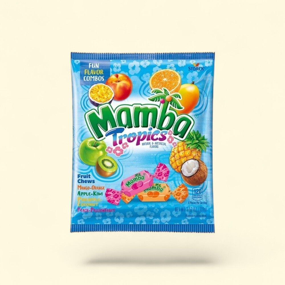 Mamba Tropics Chewy Candy 3.52oz Bag — authentic US product shipped worldwide by Treatspree