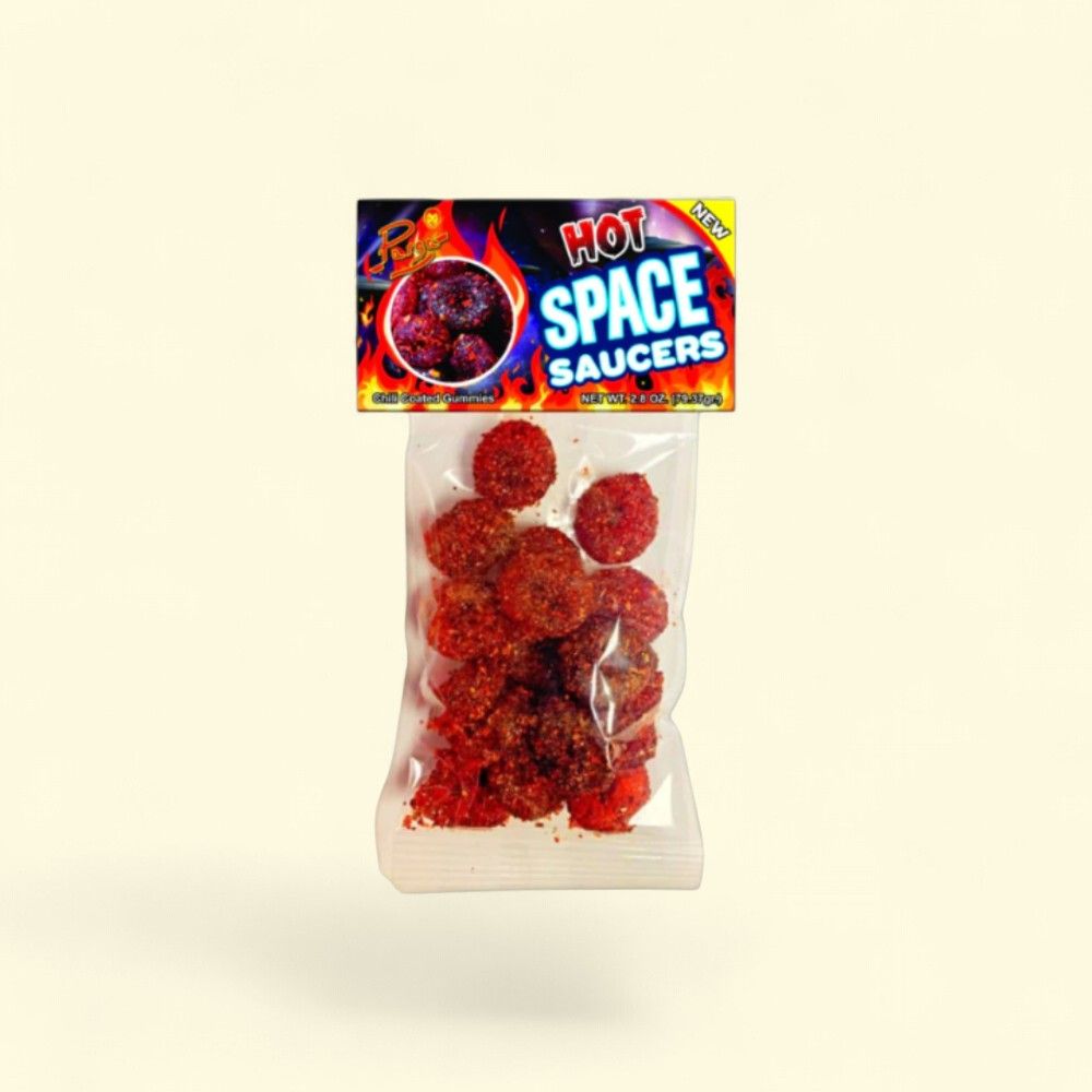 Parga Hot Space Saucers Chili Coated Gummies — authentic US product shipped worldwide by Treatspree