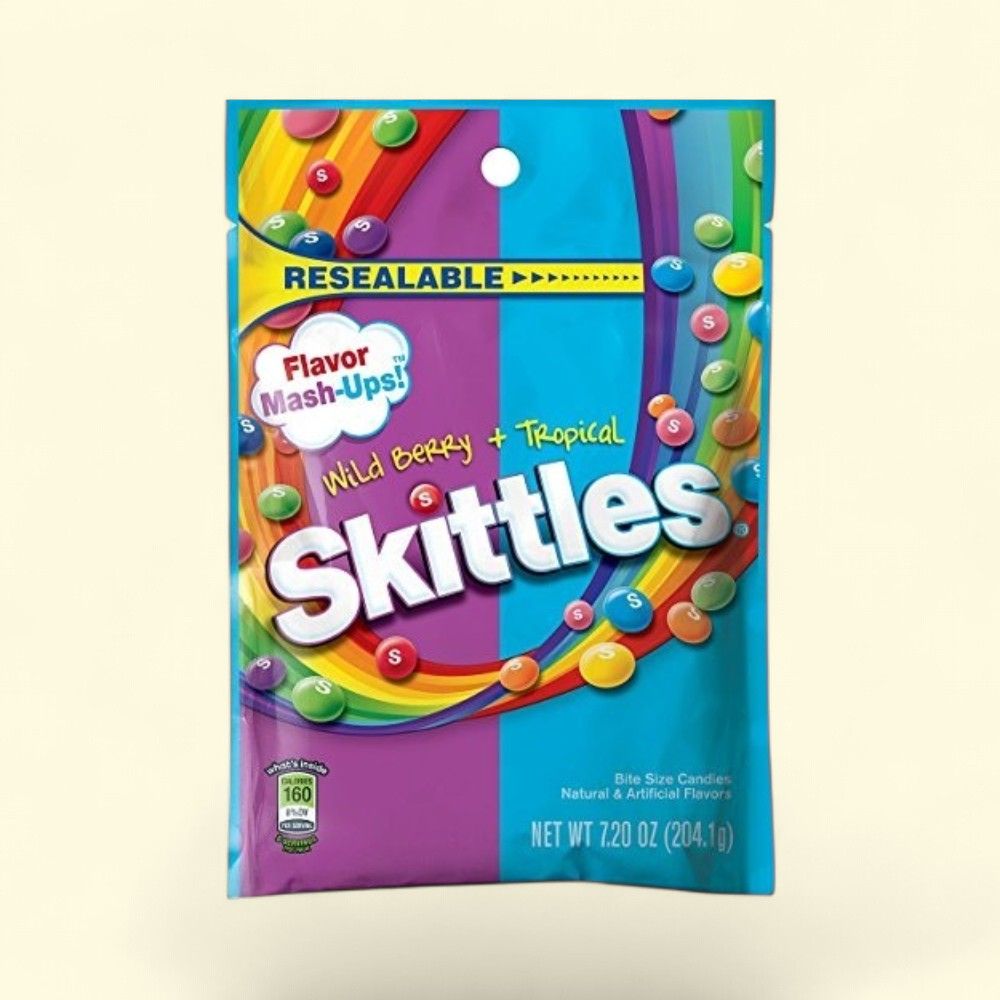 Skittles Wild Berry & Tropical Mash Hanging Bag 7.2oz — authentic US product shipped worldwide by Treatspree