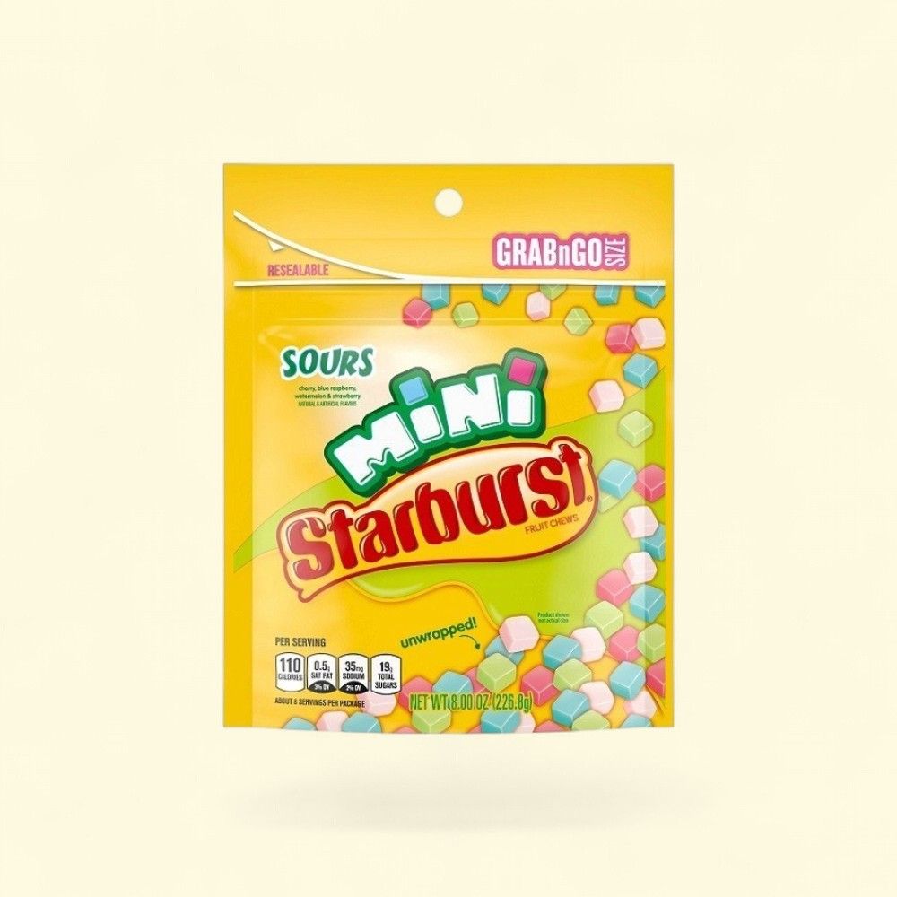 Starburst Minis Sours Stand Up Bag, 8 oz — authentic US product shipped worldwide by Treatspree