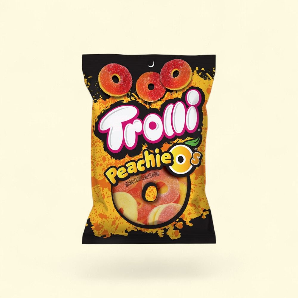 Trolli Peachie O's Gummy Rings Candy, Sour - 4.25 oz Bag — authentic US product shipped worldwide by Treatspree