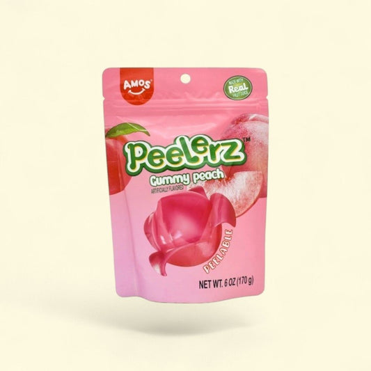 Peelerz Peach Gummy Candy Peg Stand-Up Bag 6oz — authentic US product shipped worldwide by Treatspree