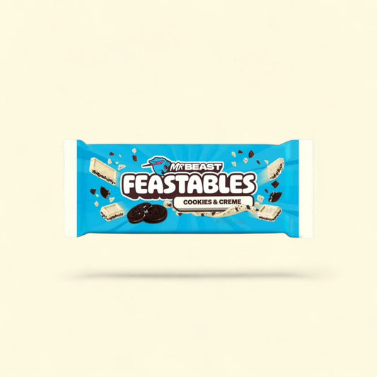 Feastables Cookies and Creme White Chocolate Bar, 2.1 oz (60g) — authentic US product shipped worldwide by Treatspree