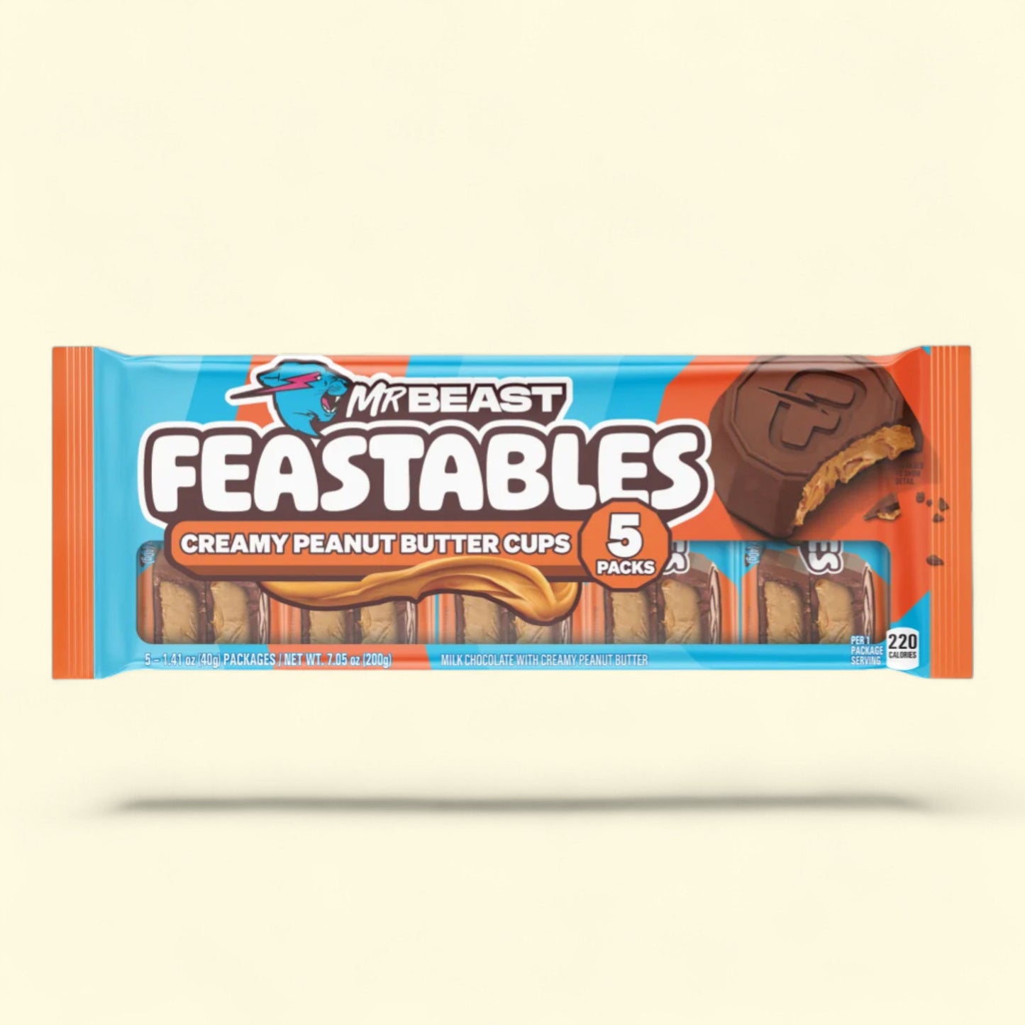 Feastables MrBeast Chocolate Peanut Butter Cups, 1.41 oz (40g), 5 Count