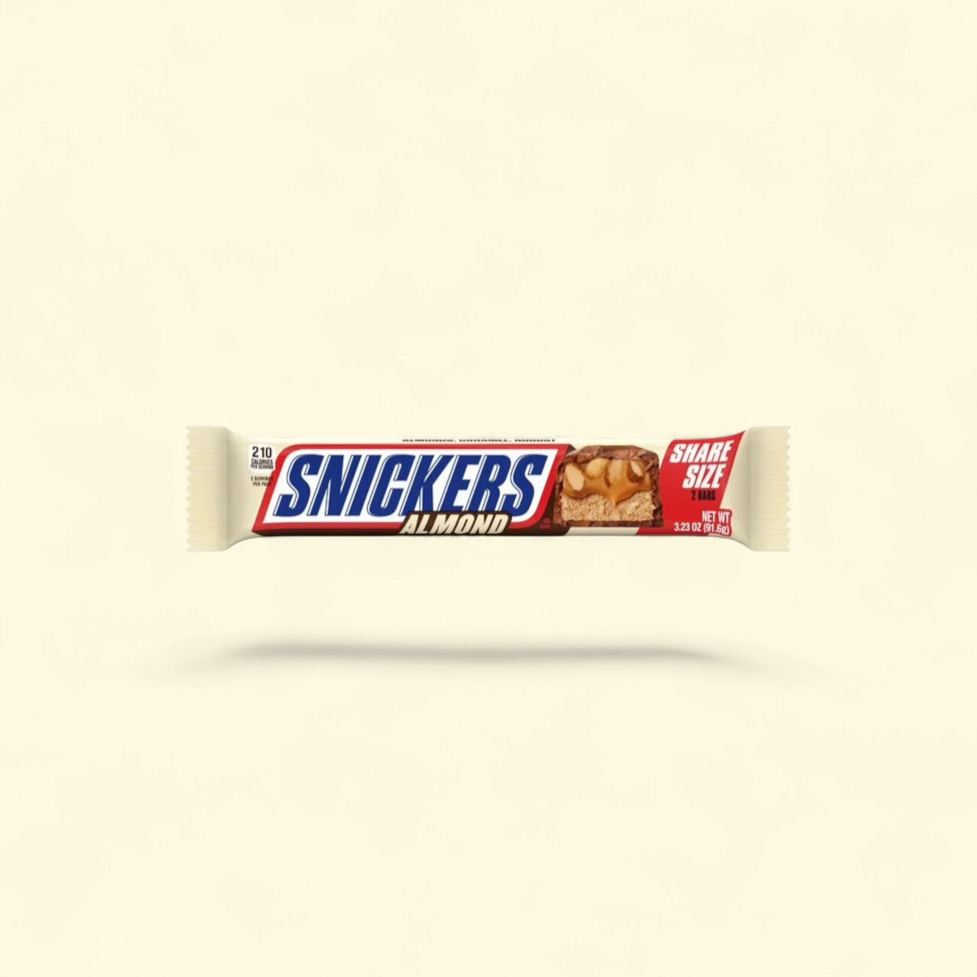 Snickers Almond Candy Milk Chocolate Bar, Share Size 3.23 oz. — authentic US product shipped worldwide by Treatspree