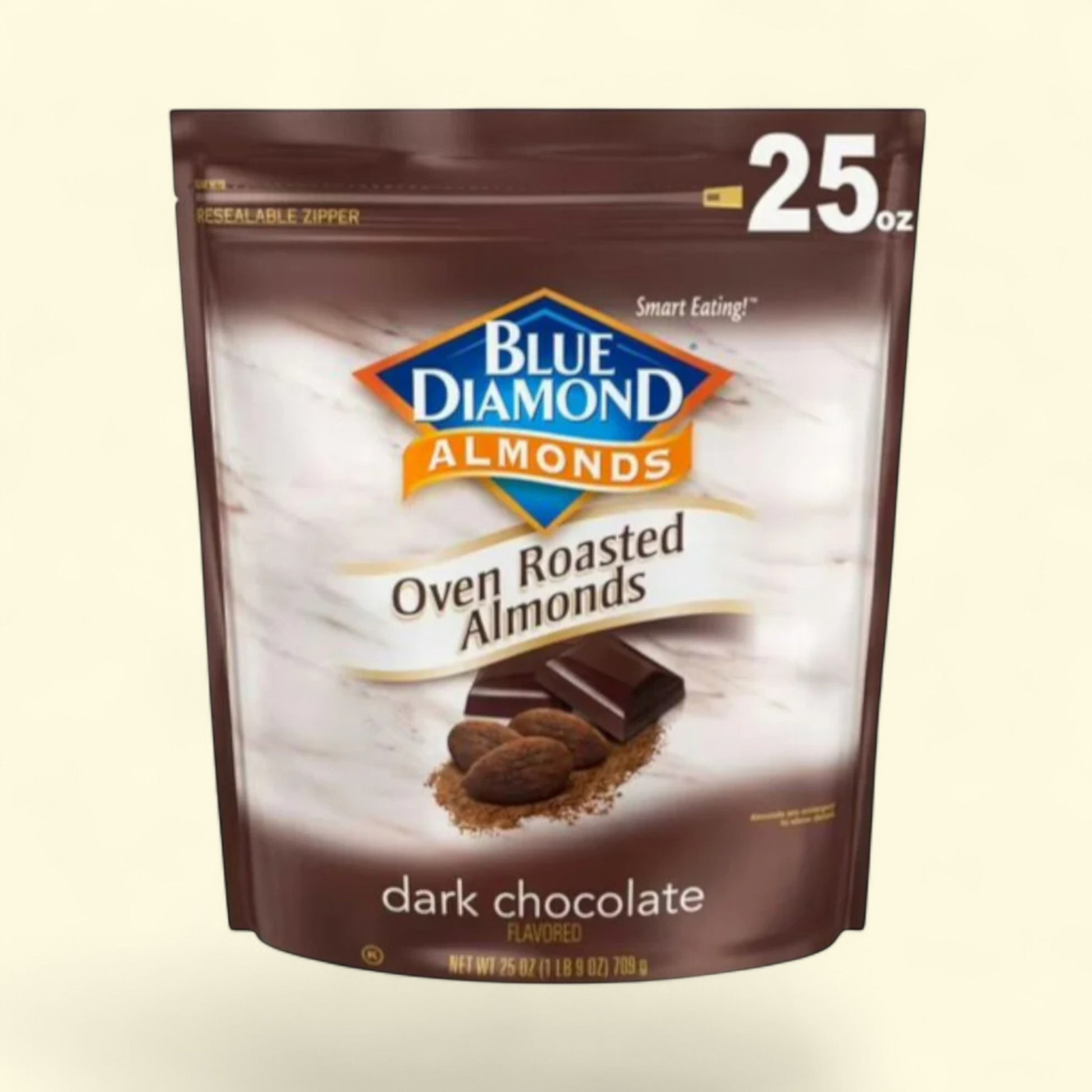 Bag of Blue Diamond Oven Roasted Almonds dark chocolate flavor 