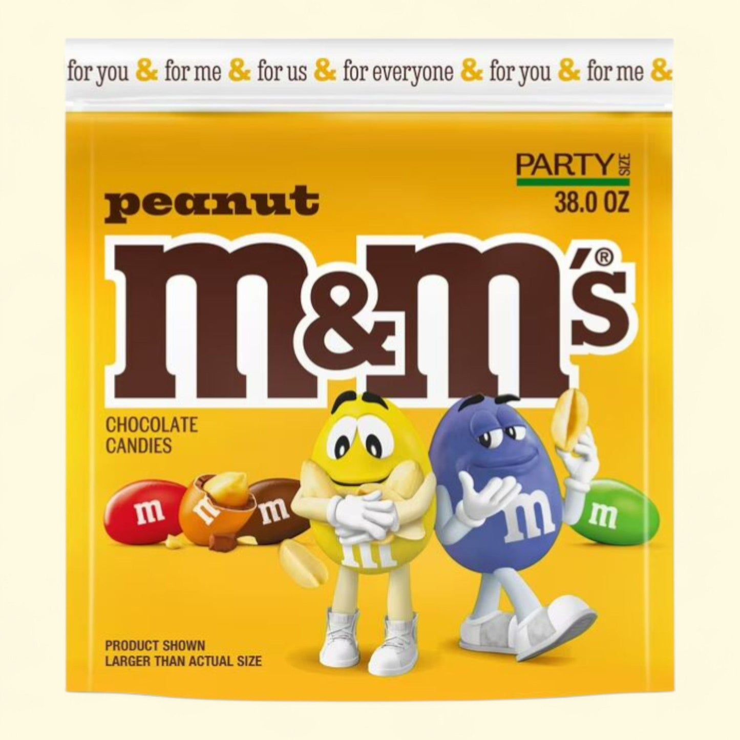 M&M's Peanut Milk Chocolate Candy, Party Size 38 oz