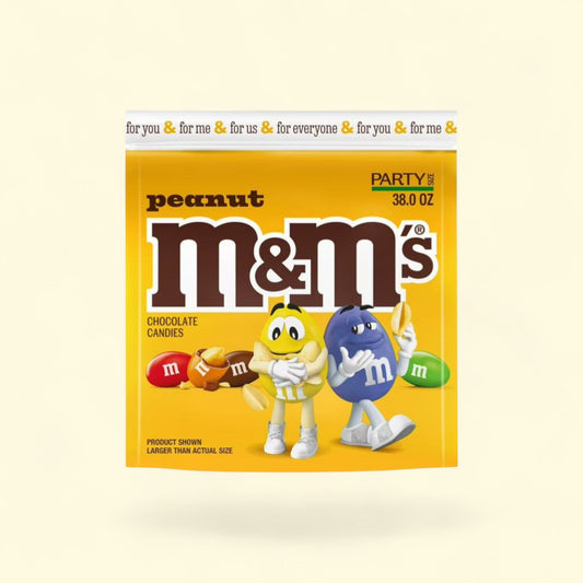 M&M's Peanut Milk Chocolate Candy, Party Size 38 oz — authentic US product shipped worldwide by Treatspree