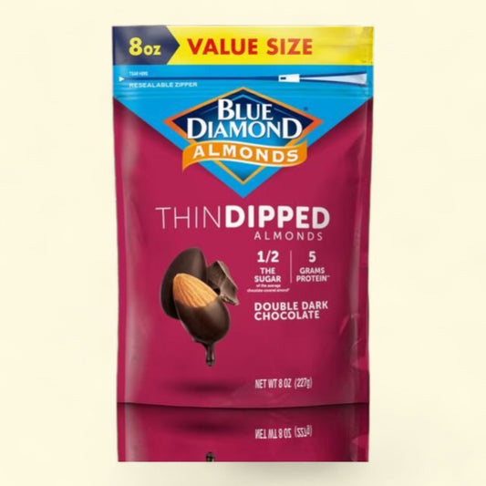 Blue Diamond Almonds, Thin Dipped Double Dark Chocolate, 8 oz.