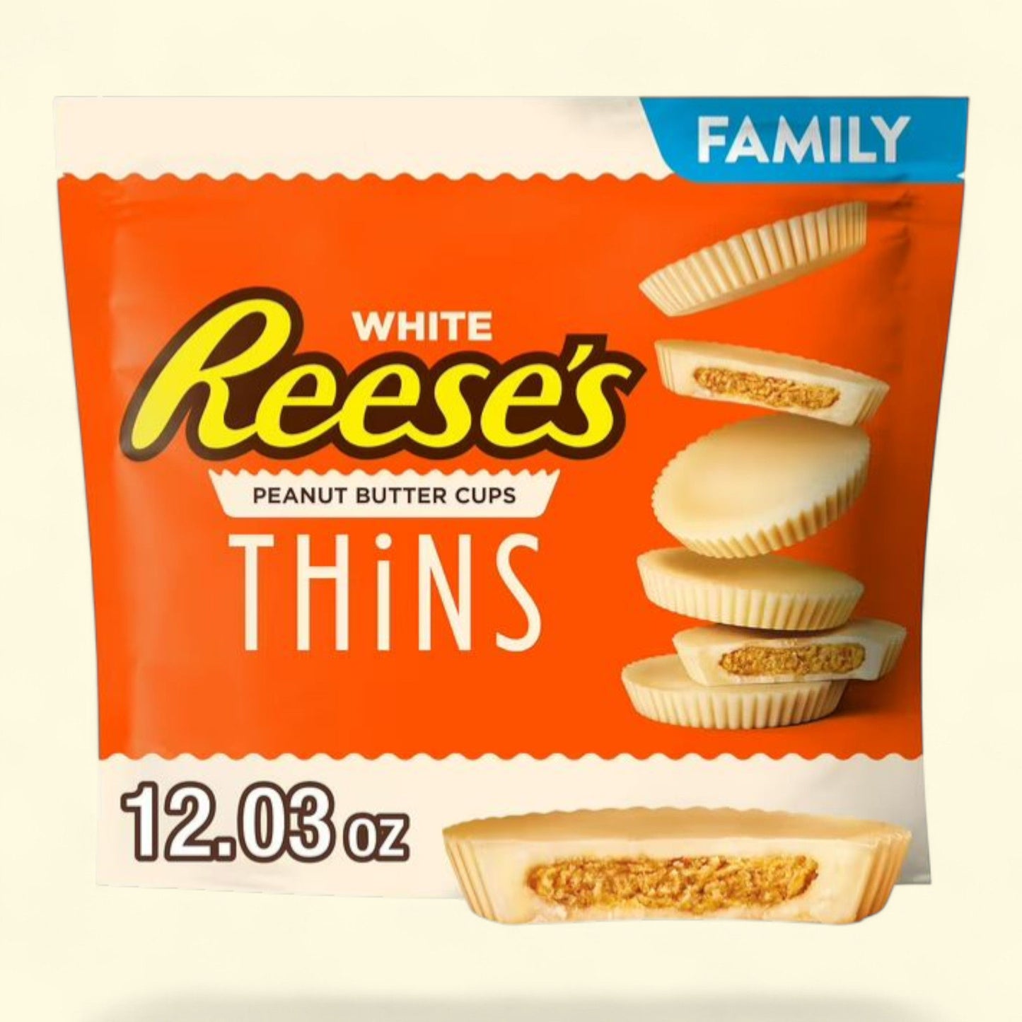 Reese's Thins White Creme Peanut Butter Cups Candy, 12.03 oz Family Pack