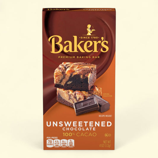 Baker's Unsweetened Chocolate Baking Bar, 4 oz