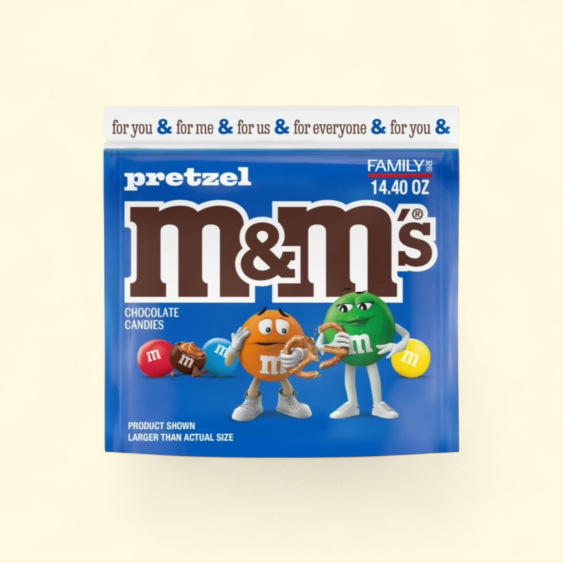 M&M's Pretzel Milk Chocolate Candy, Family Size 14.4 oz Bag — authentic US product shipped worldwide by Treatspree