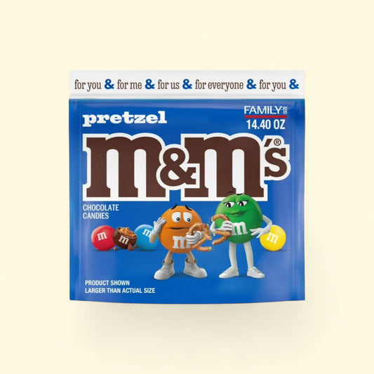 M&M's Pretzel Milk Chocolate Candy, Family Size 14.4 oz Bag — authentic US product shipped worldwide by Treatspree