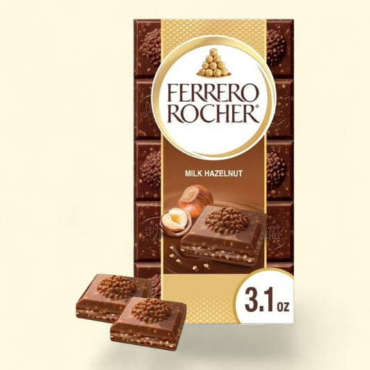 Ferrero Rocher Chocolate Bar, Milk Chocolate Hazelnut, 3.1 oz