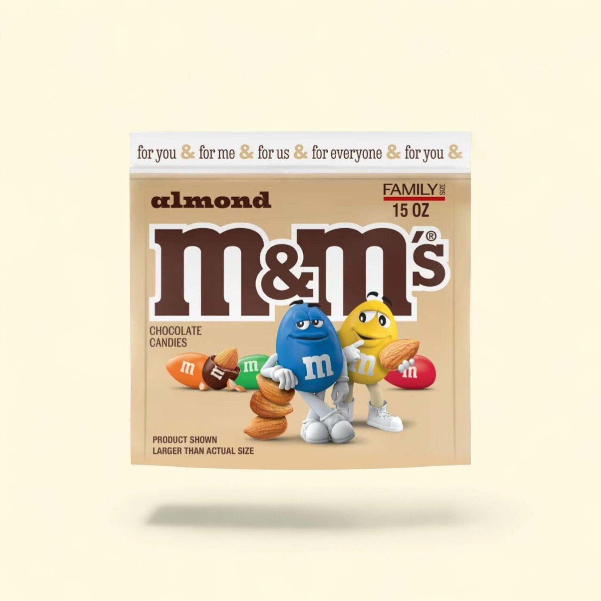 M&M's Almond Milk Chocolate Candy, Family Size 15 oz — authentic US product shipped worldwide by Treatspree