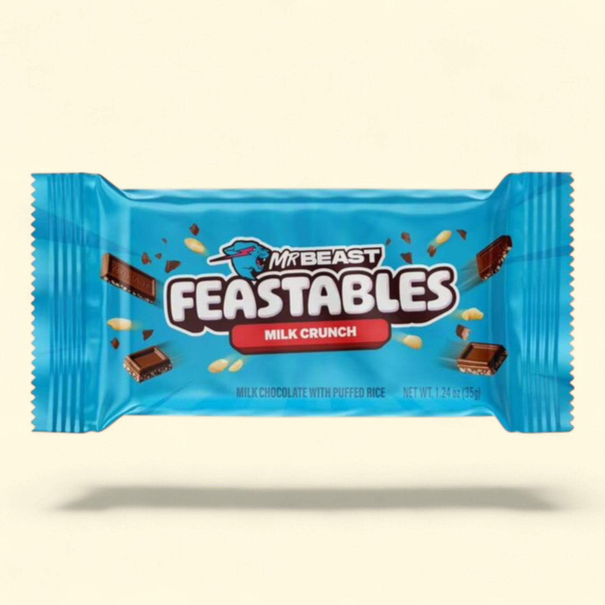 Feastables MrBeast Milk Chocolate Crunch Bar, 1.24 oz (35g) — authentic US product shipped worldwide by Treatspree