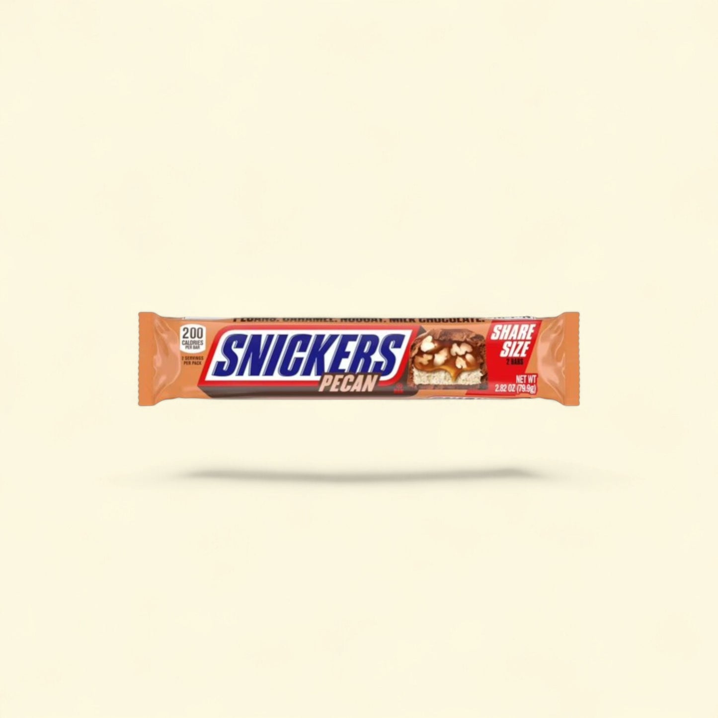 Snickers Pecan Milk Chocolate Bar, Share Size 2.82 oz — authentic US product shipped worldwide by Treatspree