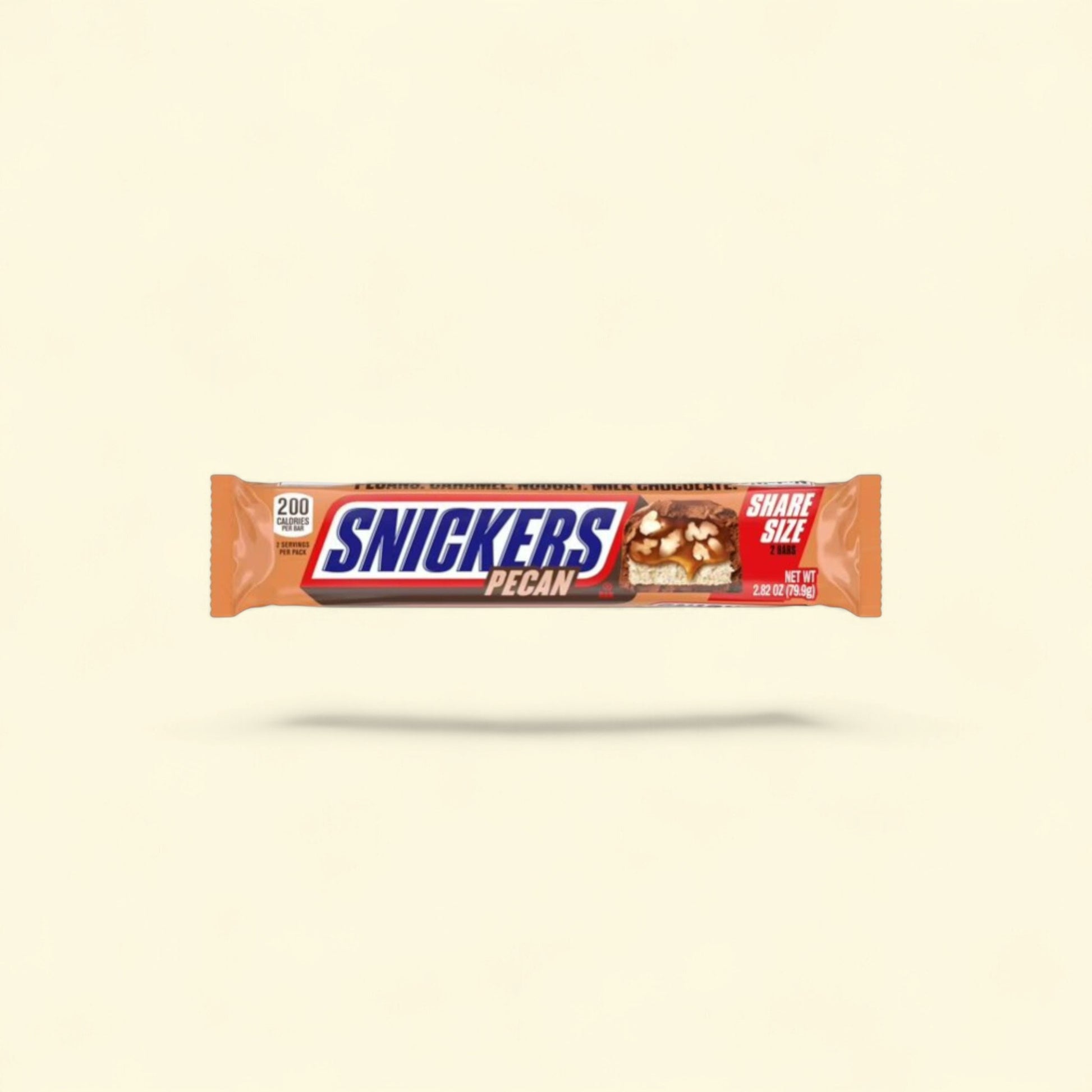 Snickers Pecan Milk Chocolate Bar, Share Size 2.82 oz — authentic US product shipped worldwide by Treatspree