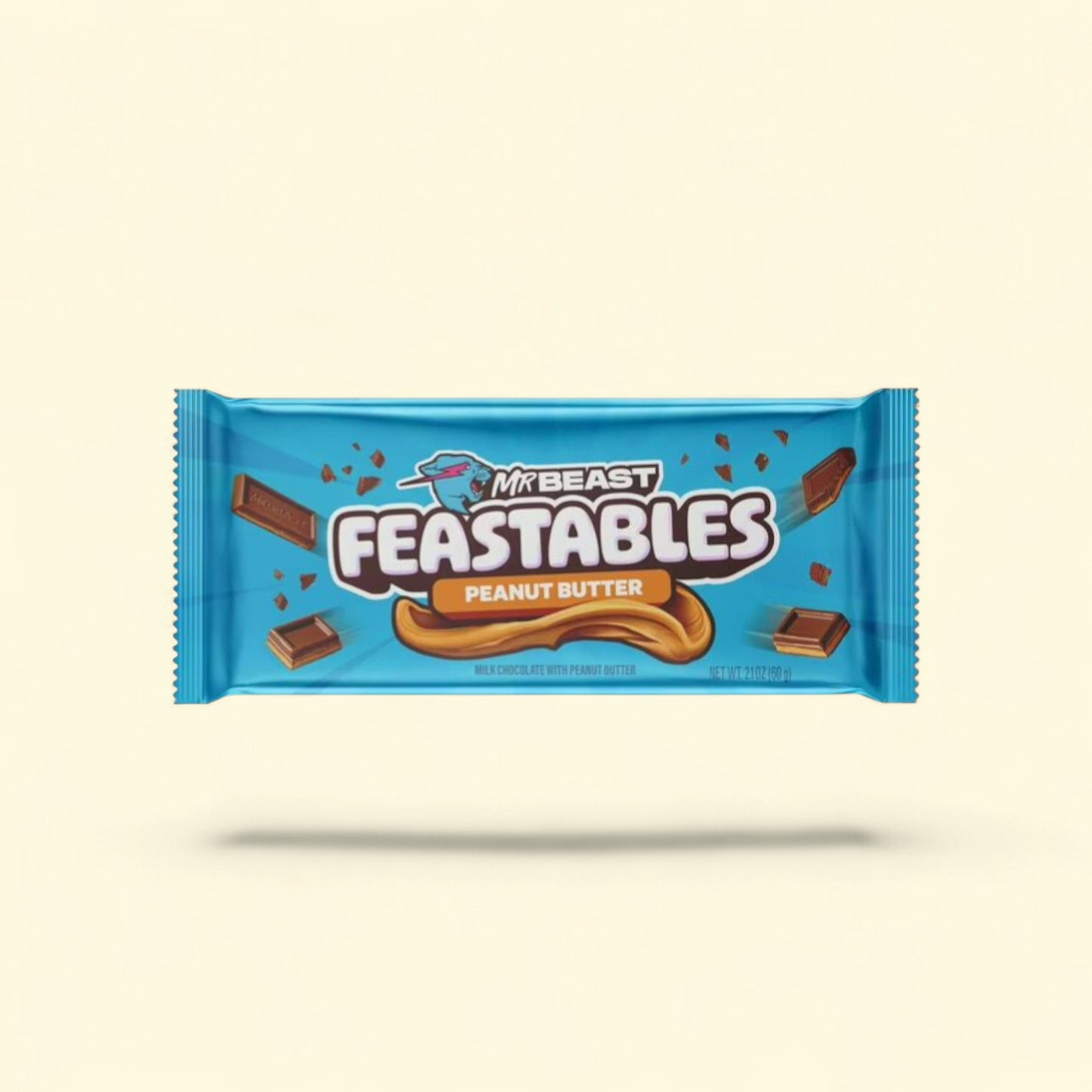 Feastables MrBeast Peanut Butter Milk Chocolate Bar, 2.1 oz (60g) — authentic US product shipped worldwide by Treatspree