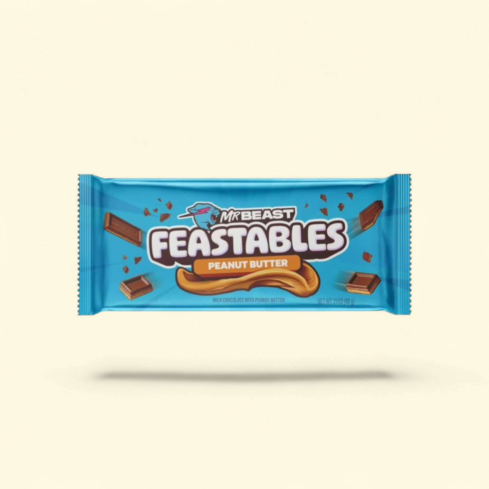 Feastables MrBeast Peanut Butter Milk Chocolate Bar, 2.1 oz (60g) — authentic US product shipped worldwide by Treatspree