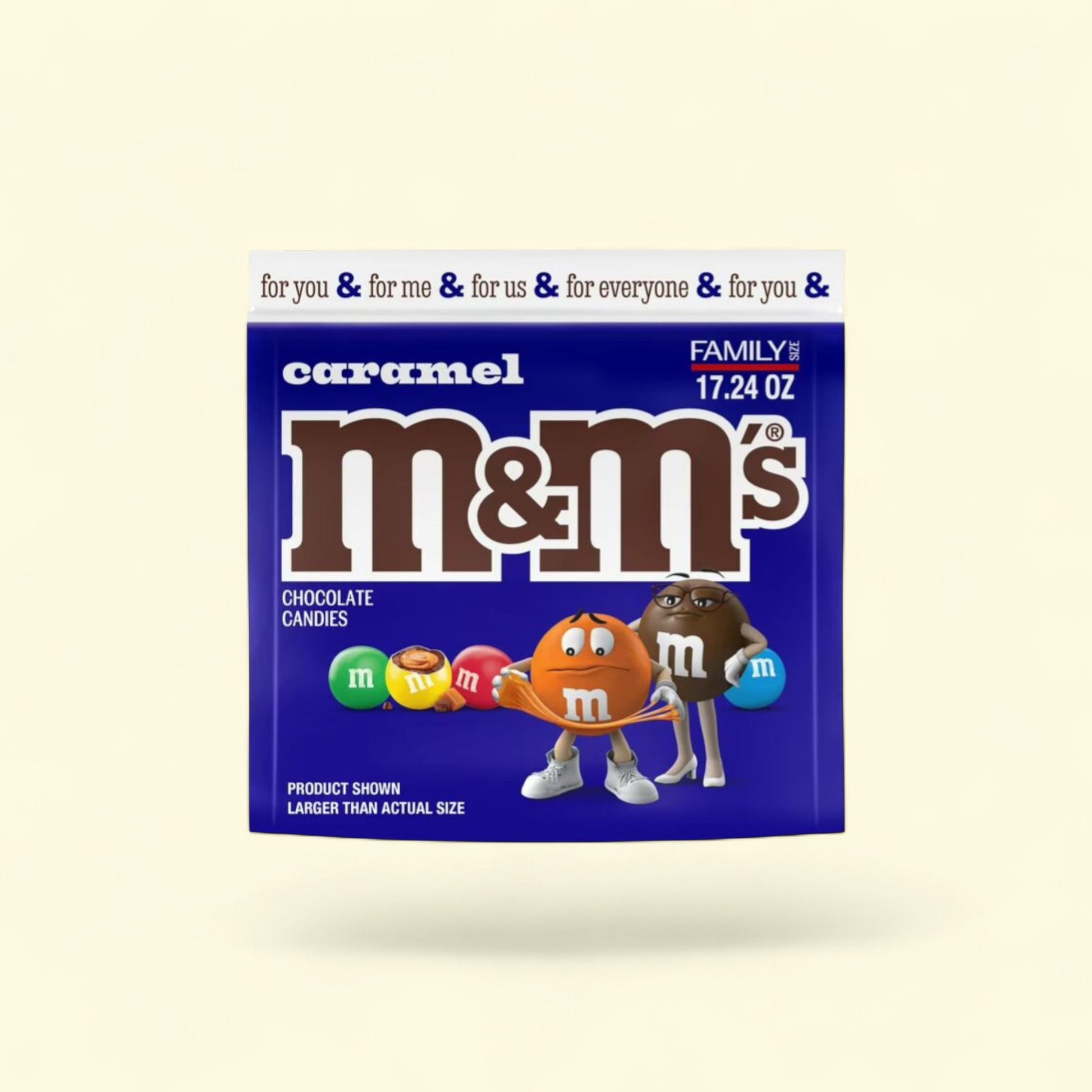 M&M's Caramel Milk Chocolate Candy, Family Size 17.24 oz Bag — authentic US product shipped worldwide by Treatspree