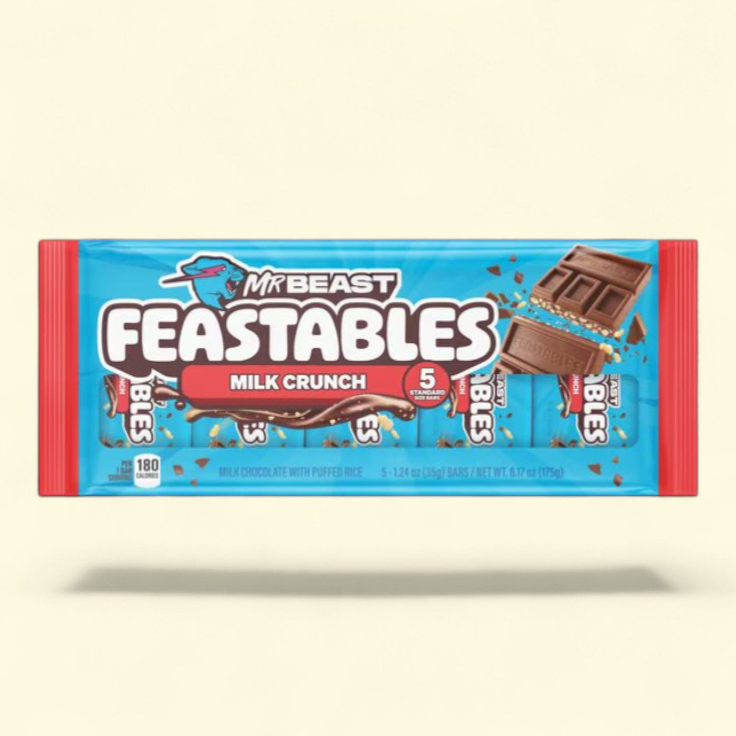 Feastables MrBeast Milk Chocolate Crunch Bar, 1.24 oz (35g), 5 Count