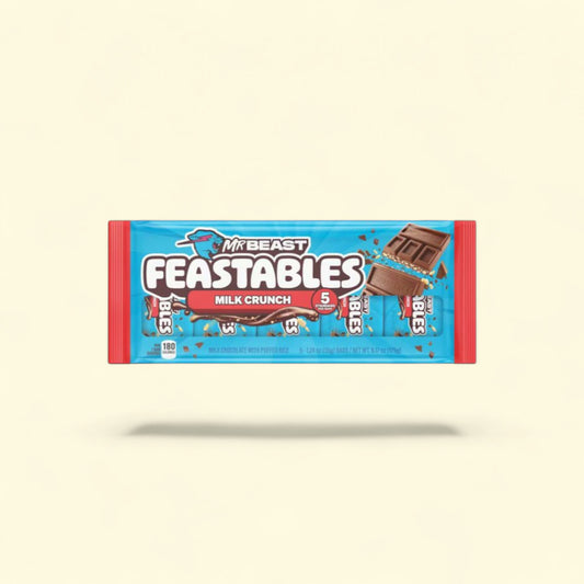 Feastables MrBeast Milk Chocolate Crunch Bar, 1.24 oz (35g), 5 Count — authentic US product shipped worldwide by Treatspree