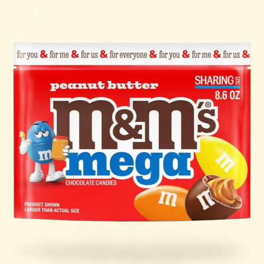 M&M's Mega Peanut Butter Chocolate Candy, Sharing Size 8.6 oz Bag