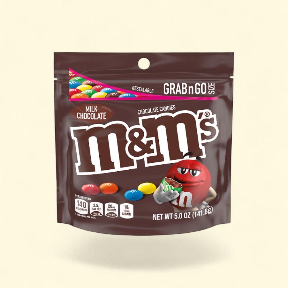 M&M's Milk Chocolate Stand Up Pouch 5oz — authentic US product shipped worldwide by Treatspree