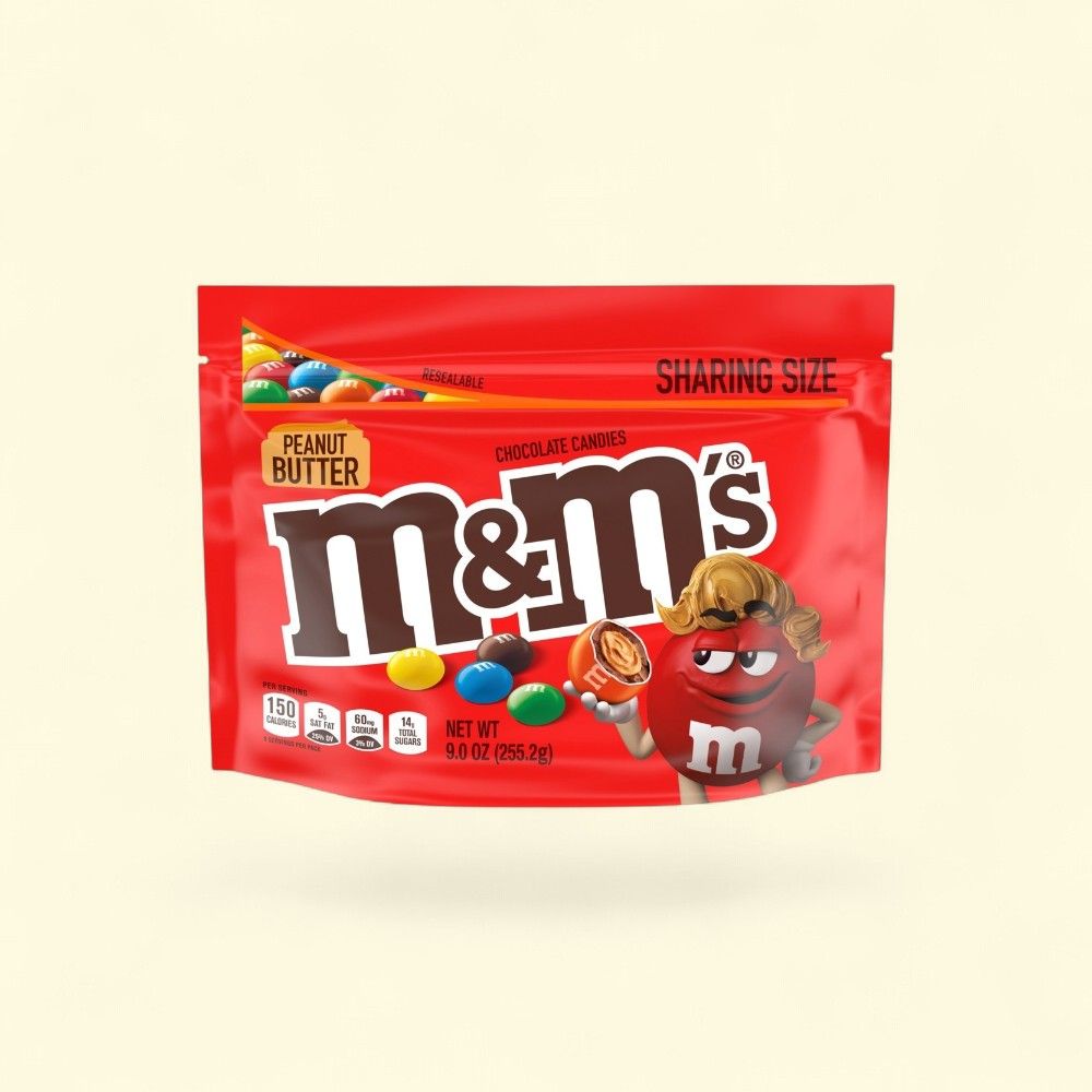M&M's Peanut Butter Chocolate Candies Pouch 9oz — authentic US product shipped worldwide by Treatspree