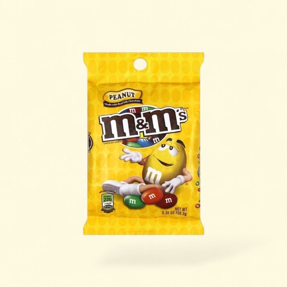 M&M's Peanut Chocolate Candies - Hanging Bag 5.3 oz — authentic US product shipped worldwide by Treatspree