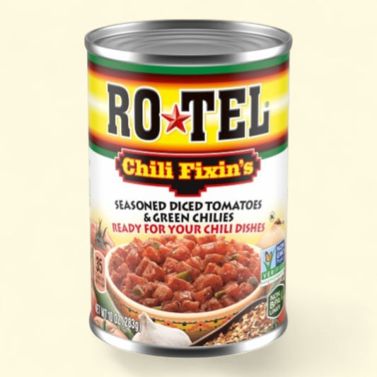 Rotel Chili Fixin's, Seasoned Diced Tomatoes and Green Chilies, 10 oz.