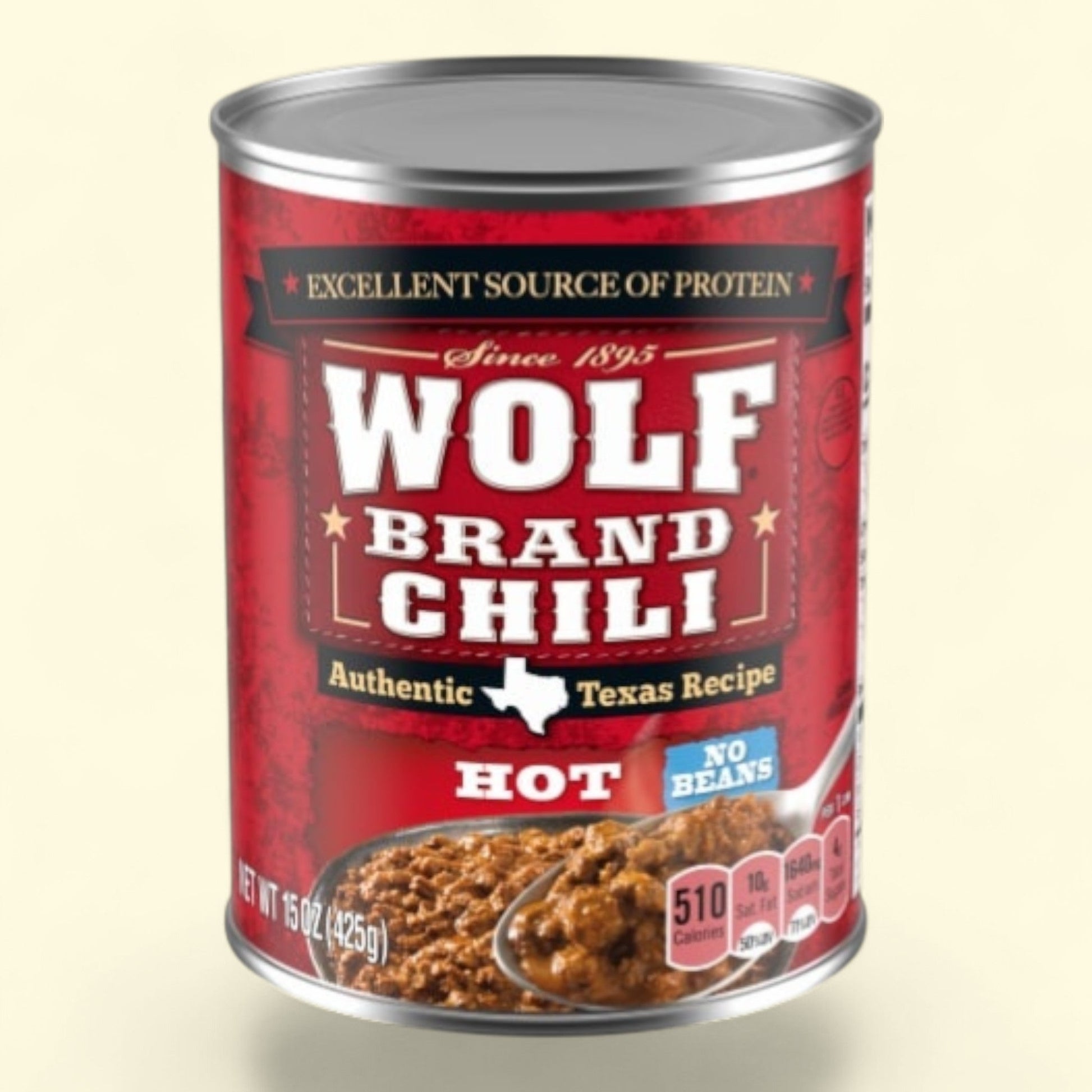 Wolf Brand Hot Chili, Without Beans, 15 oz — authentic US product shipped worldwide by Treatspree