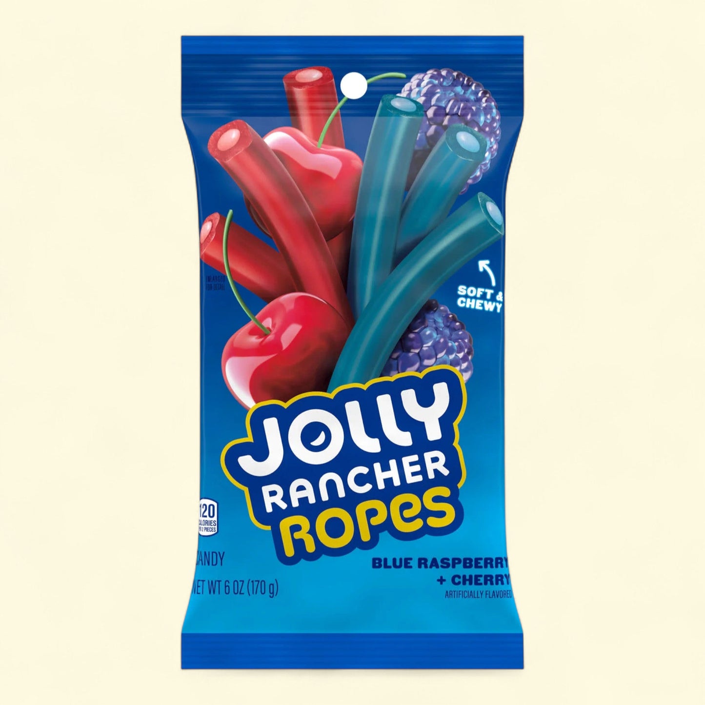 Jolly Rancher Ropes Candy, Blue Raspberry and Cherry Flavored, 6 oz