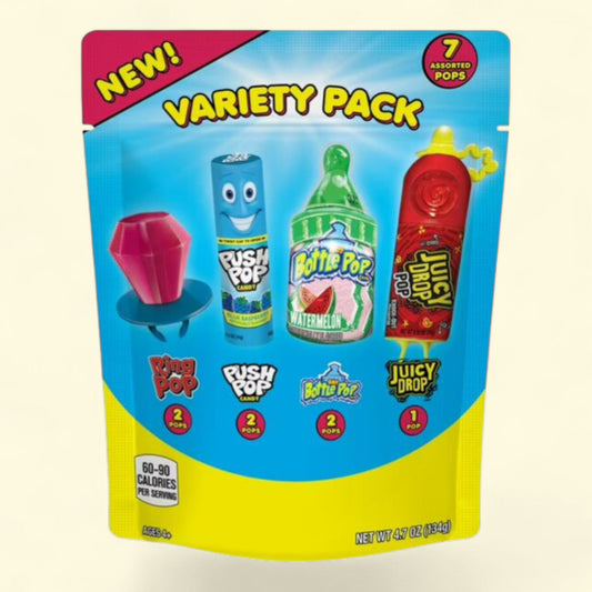 RingPop, PushPop, BabyBottlePop, JuicyDropPop, Assorted Flavored Candy, Variety Pack, 4.7 oz