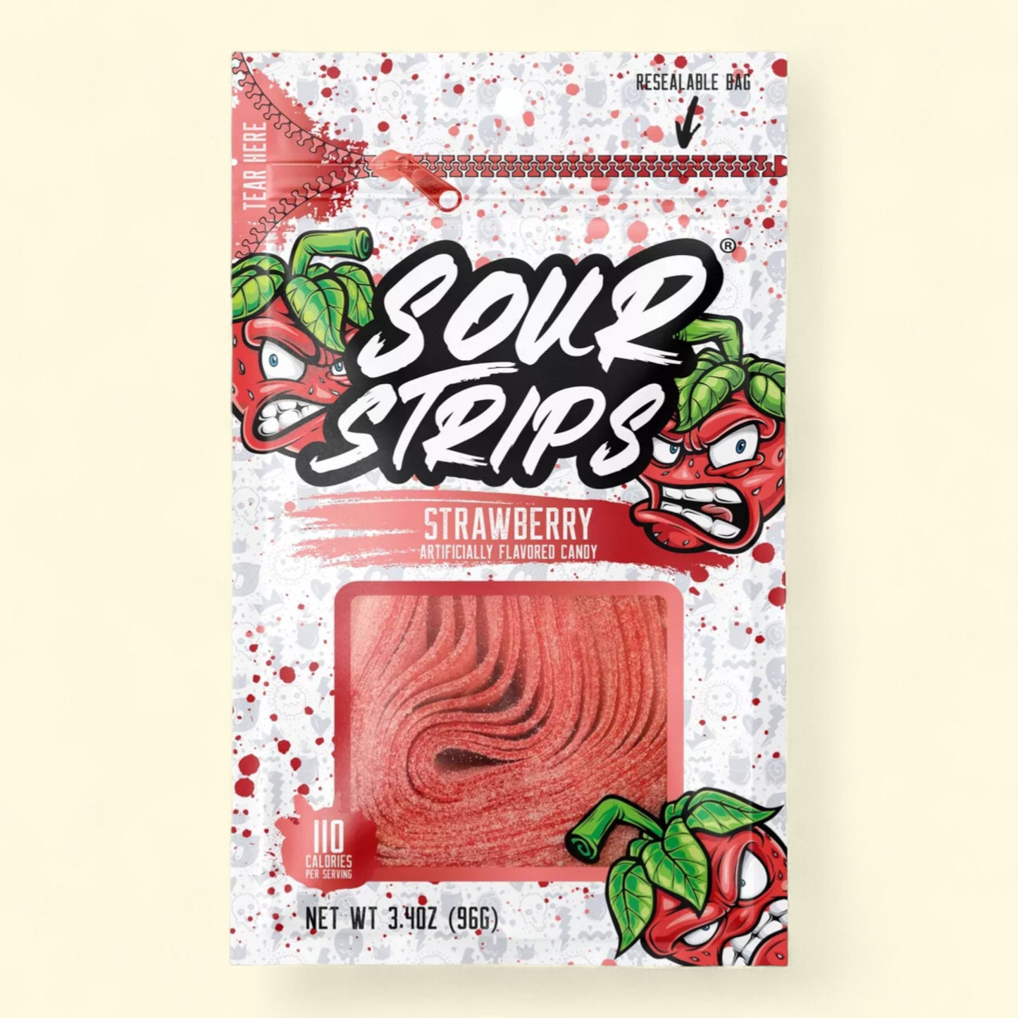 Bonbons acidulés à la fraise, 96 g