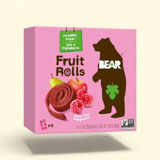 BEAR Raspberry Fruit Rolls, 5ct/3.5oz — authentic US product shipped worldwide by Treatspree