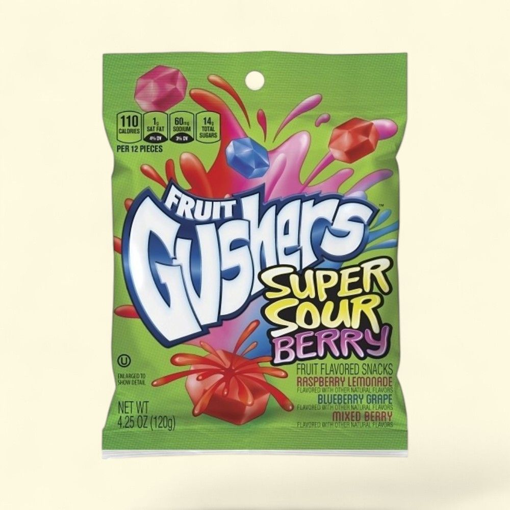 Gushers Super Sour Berry Fruit Snacks - 8 Pack (4.25 oz each) — authentic US product shipped worldwide by Treatspree