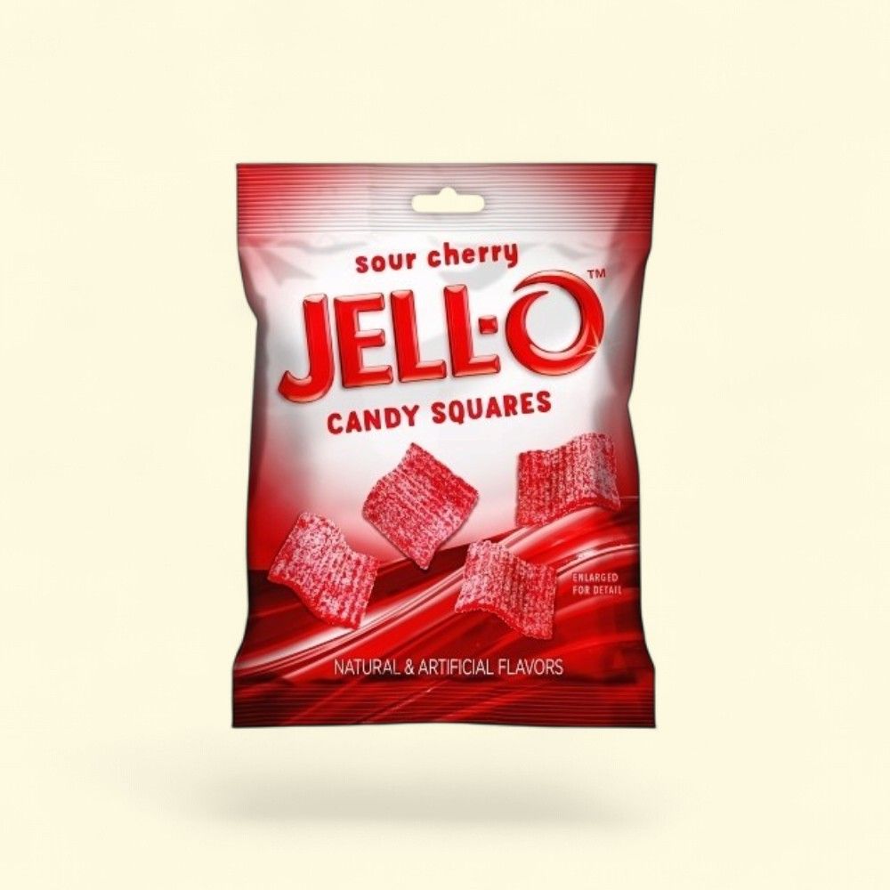 JELL-O Sour Cherry Squares Gelatin Dessert — authentic US product shipped worldwide by Treatspree