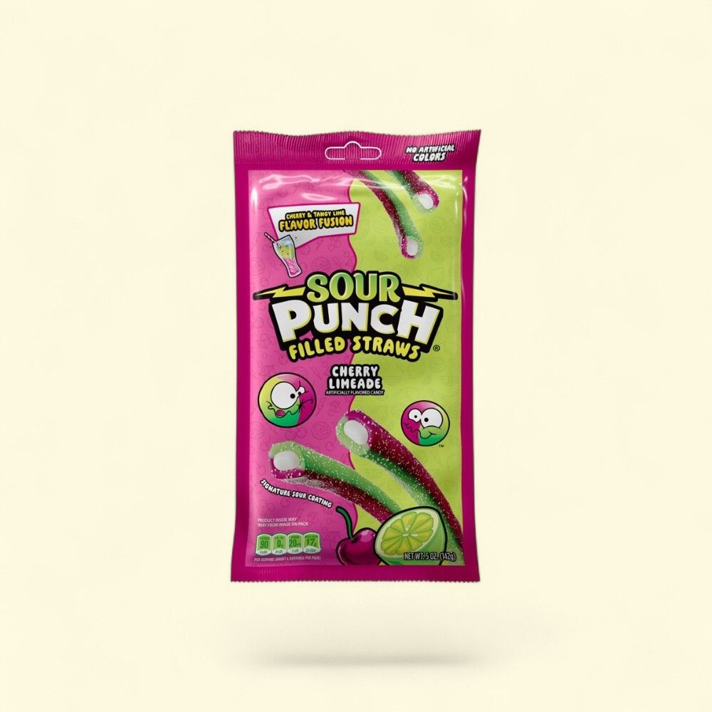 Sour Punch Cherry Lime Filled Straws Candy, 5 oz — authentic US product shipped worldwide by Treatspree