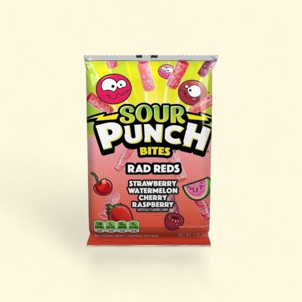 Sour Punch Rad Red Bites Chewy Candy - 5 oz — authentic US product shipped worldwide by Treatspree