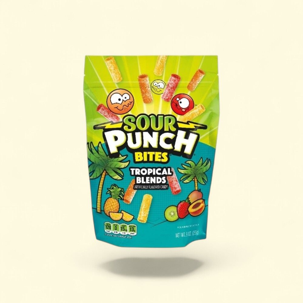 Sour Punch Tropical Blends Bites 9oz — authentic US product shipped worldwide by Treatspree
