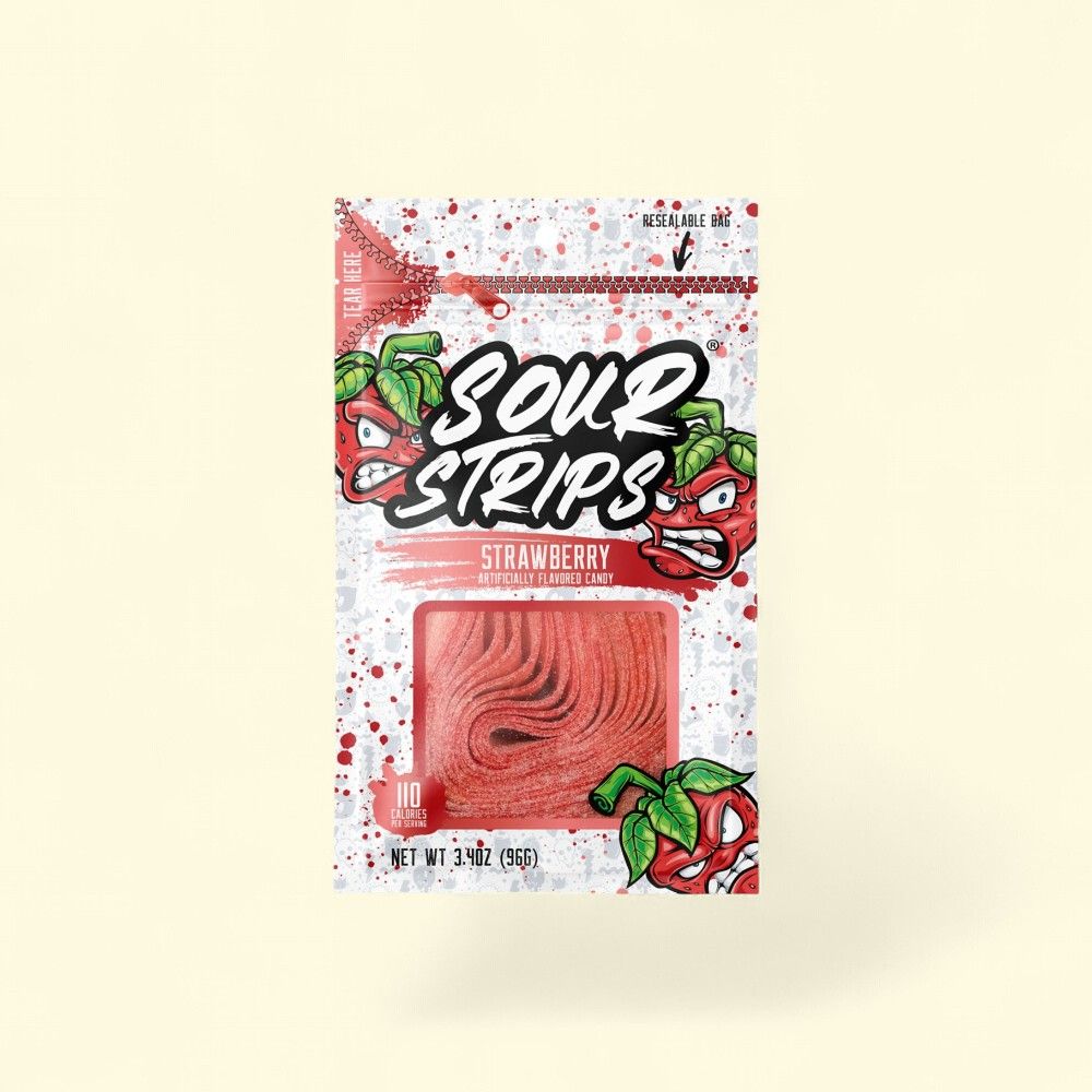 Sour Strips Strawberry Candy 3.4 oz — authentic US product shipped worldwide by Treatspree